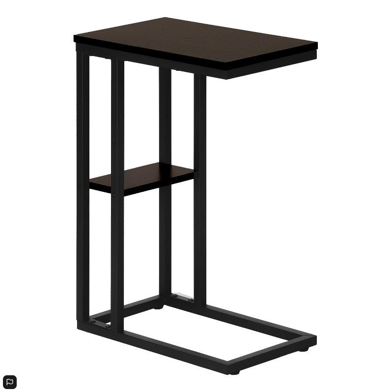 TABLE D'APPOINT - 25"H / ESPRESSO / MÉTAL NOIR