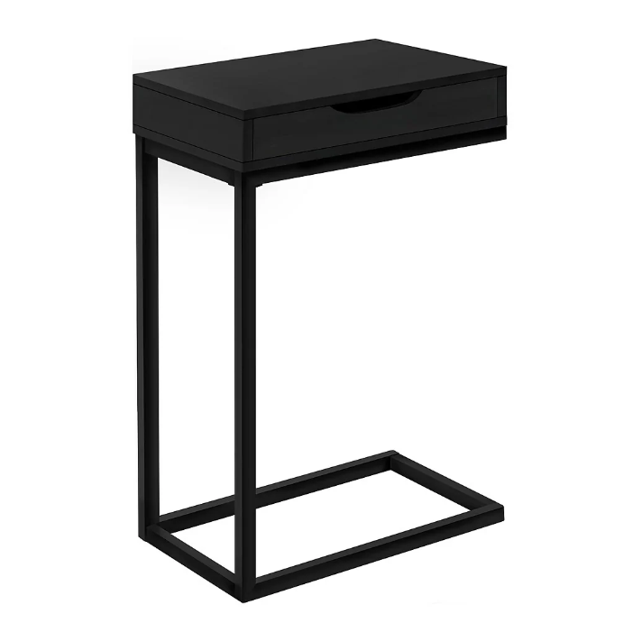 ACCENT TABLE - BLACK / BLACK METAL WITH A DRAWER