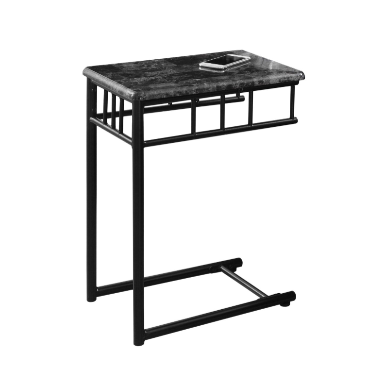 ACCENT TABLE - ESPRESSO MARBLE / BRONZE METAL