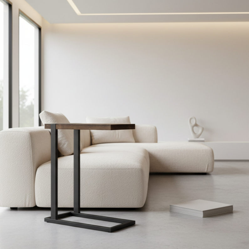 ACCENT TABLE - BROWN RECLAIMED WOOD-LOOK / BLACK METAL