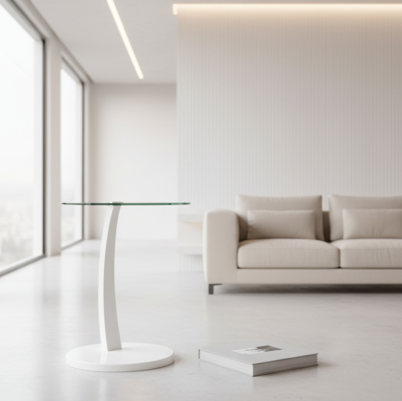 ACCENT TABLE - ESPRESSO BENTWOOD WITH TEMPERED GLASS