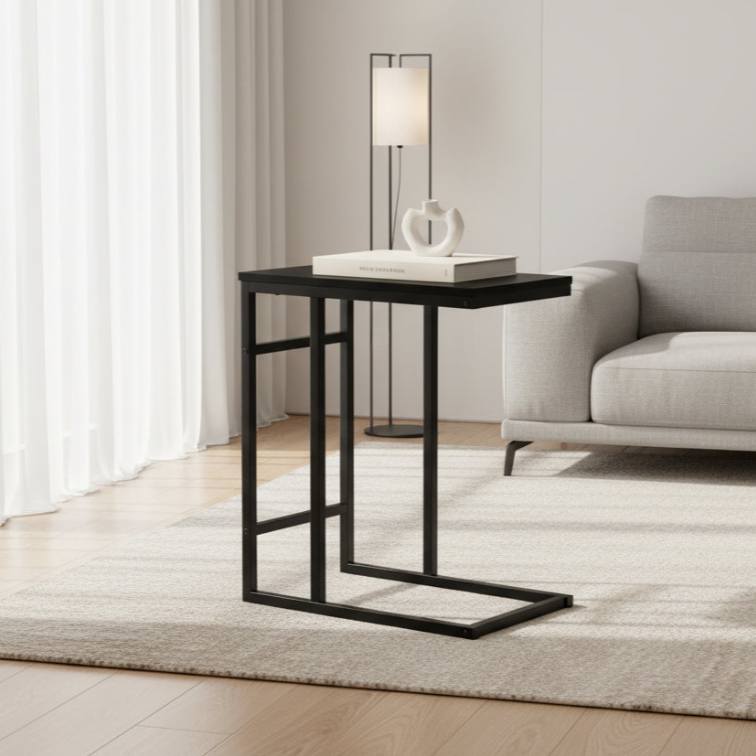 ACCENT TABLE - 24"H / BLACK / BLACK METAL