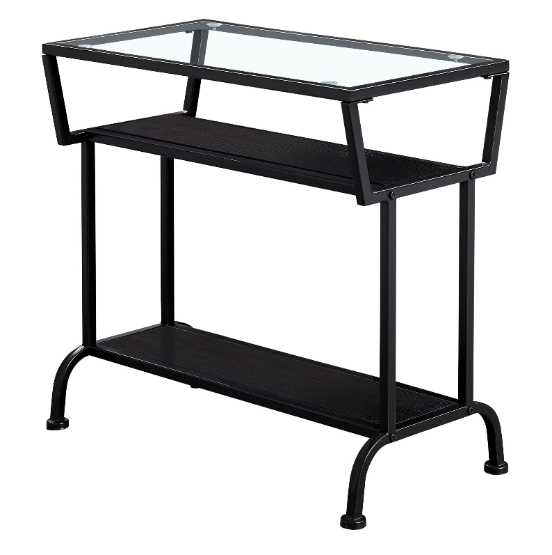 ACCENT TABLE - 22"H / ESPRESSO / BLACK / TEMPERED GLASS