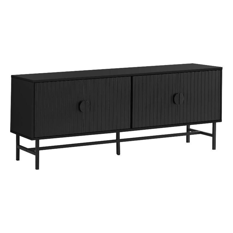 TV STAND - 60"L / BLACK WITH BLACK METAL