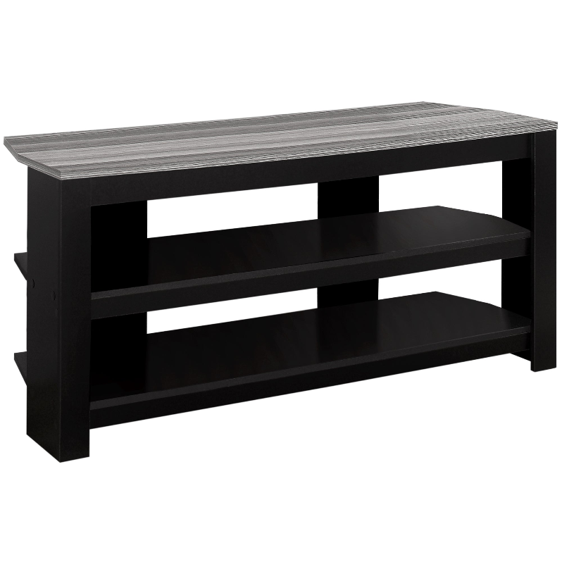 TV STAND - 42"L / BLACK / GREY TOP CORNER