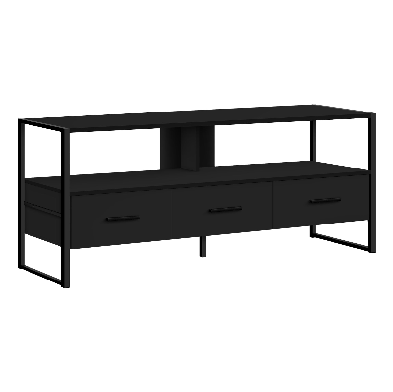 TV STAND - 48"L / BROWN RECLAIMED / BLACK METAL