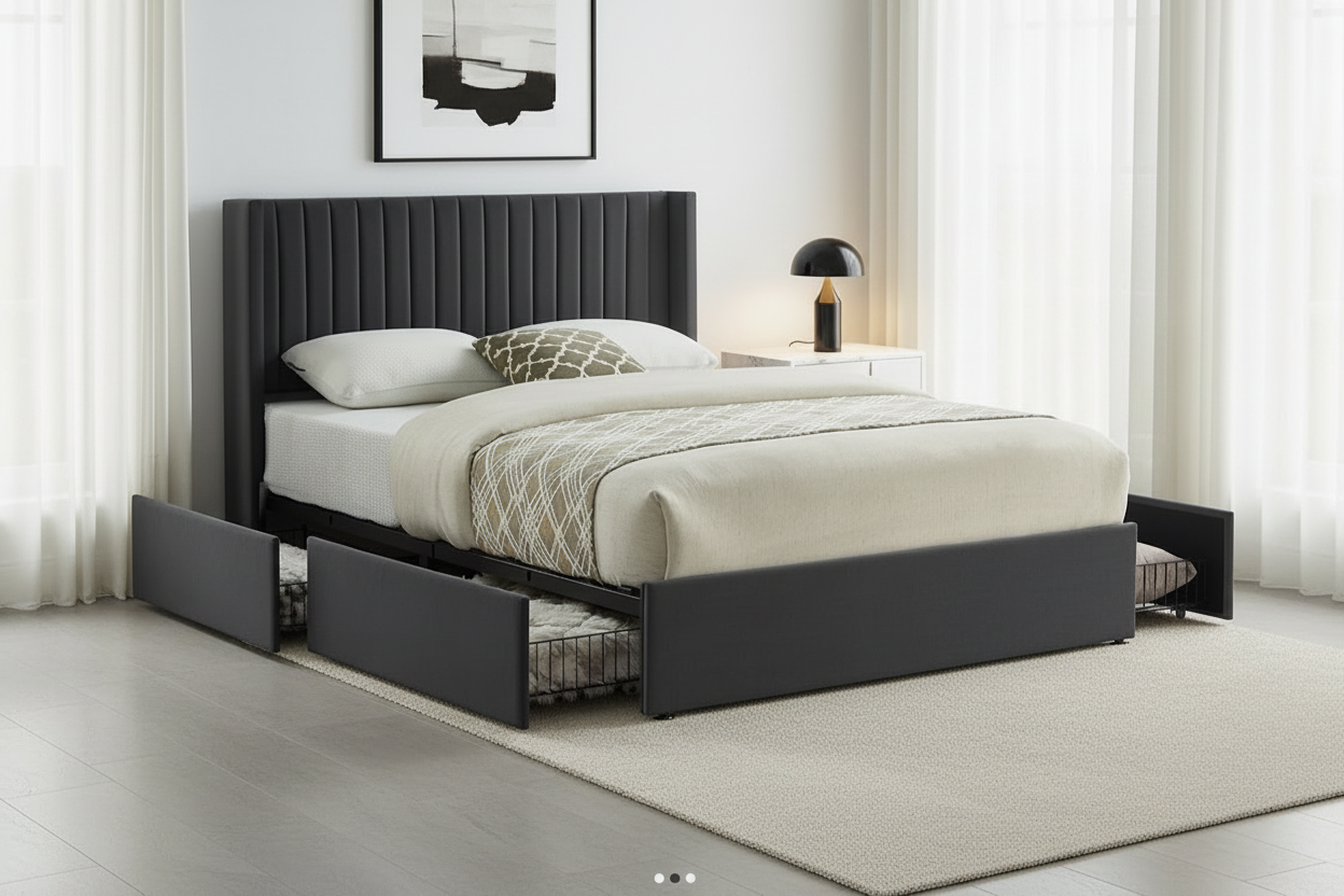 IF-5408 Wingback Design Bed with Storage