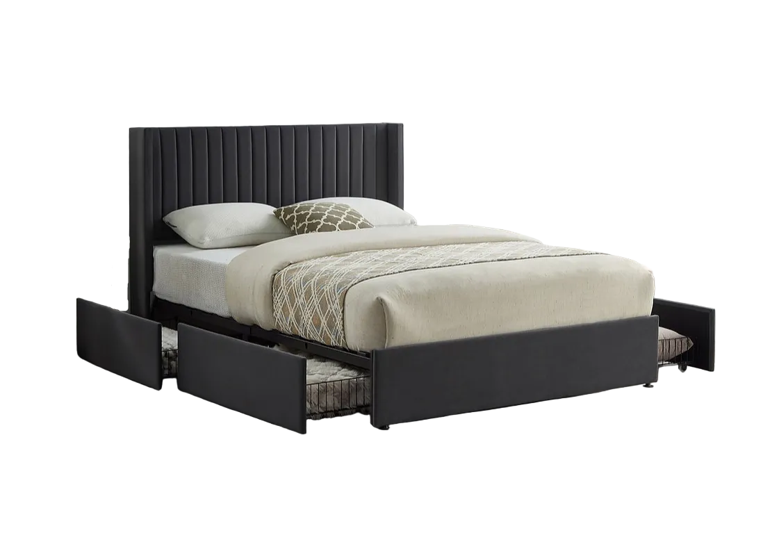 IF-5408 Wingback Design Bed with Storage