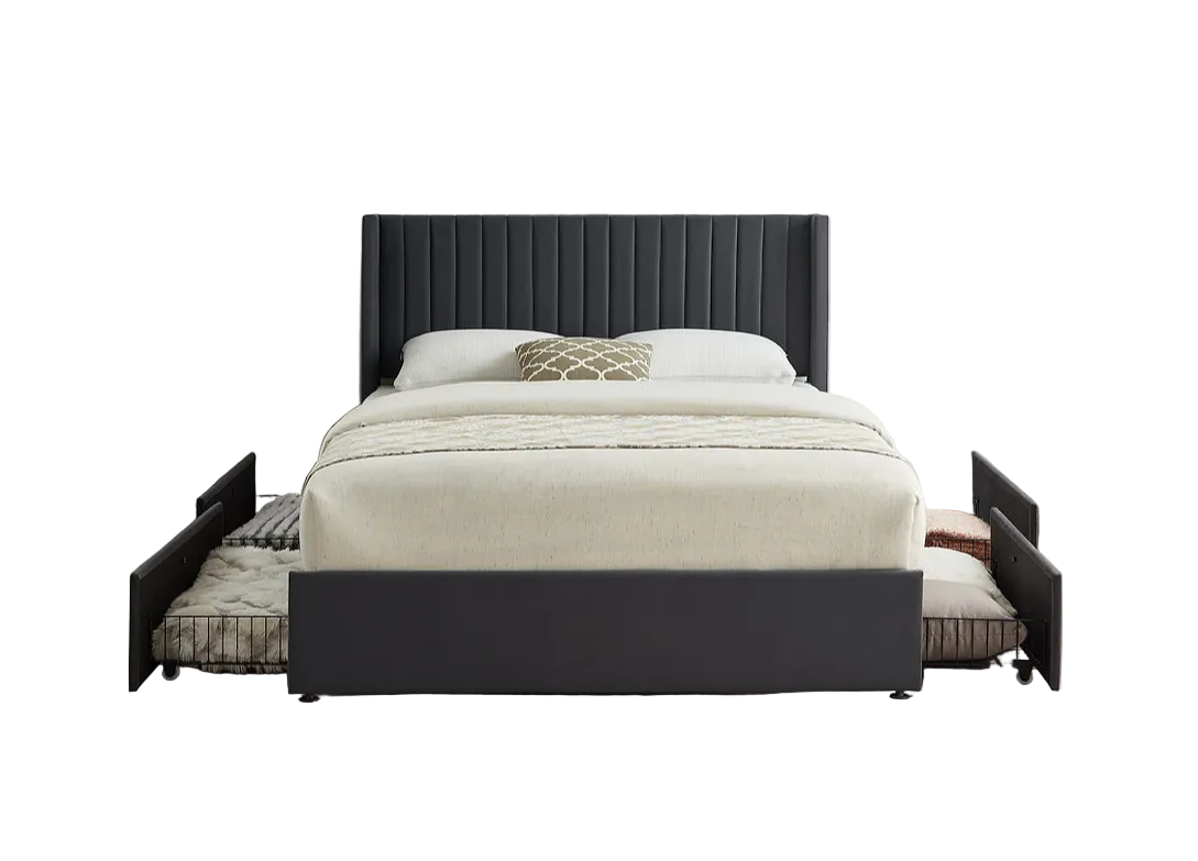 IF-5408 Wingback Design Bed with Storage