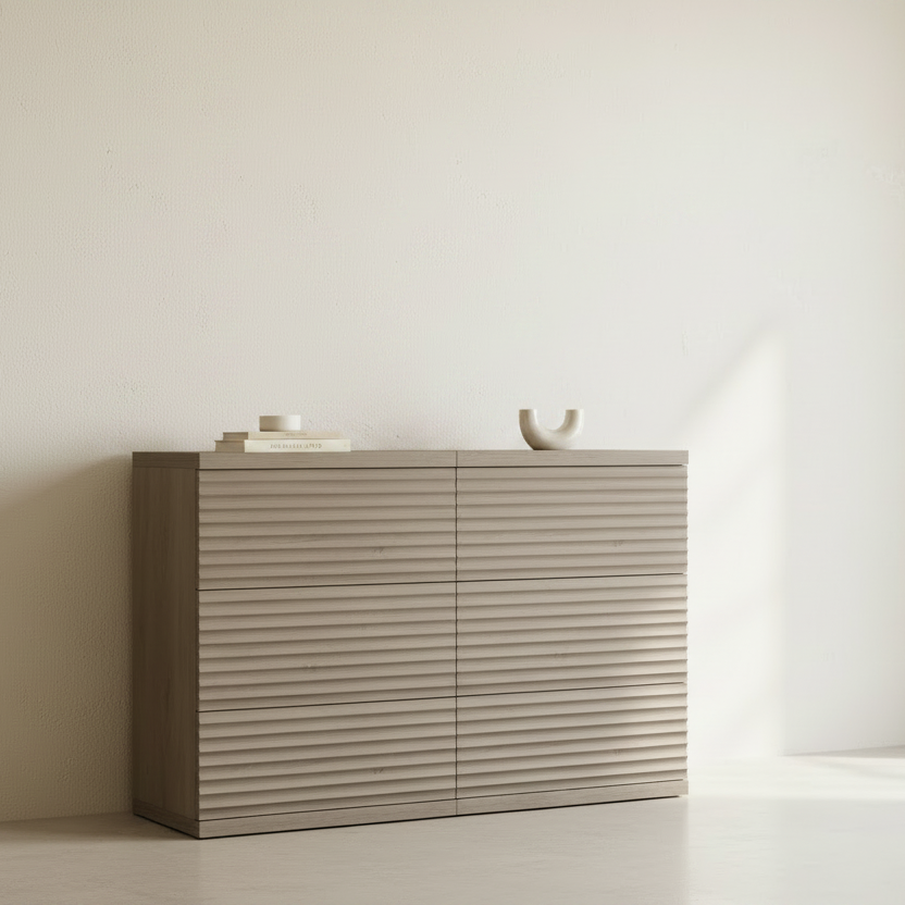 Modern Fluted 3-Drawer Dresser