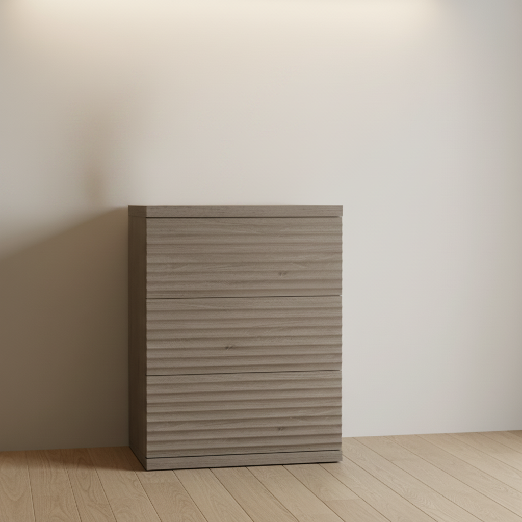 Modern Fluted 3-Drawer Dresser