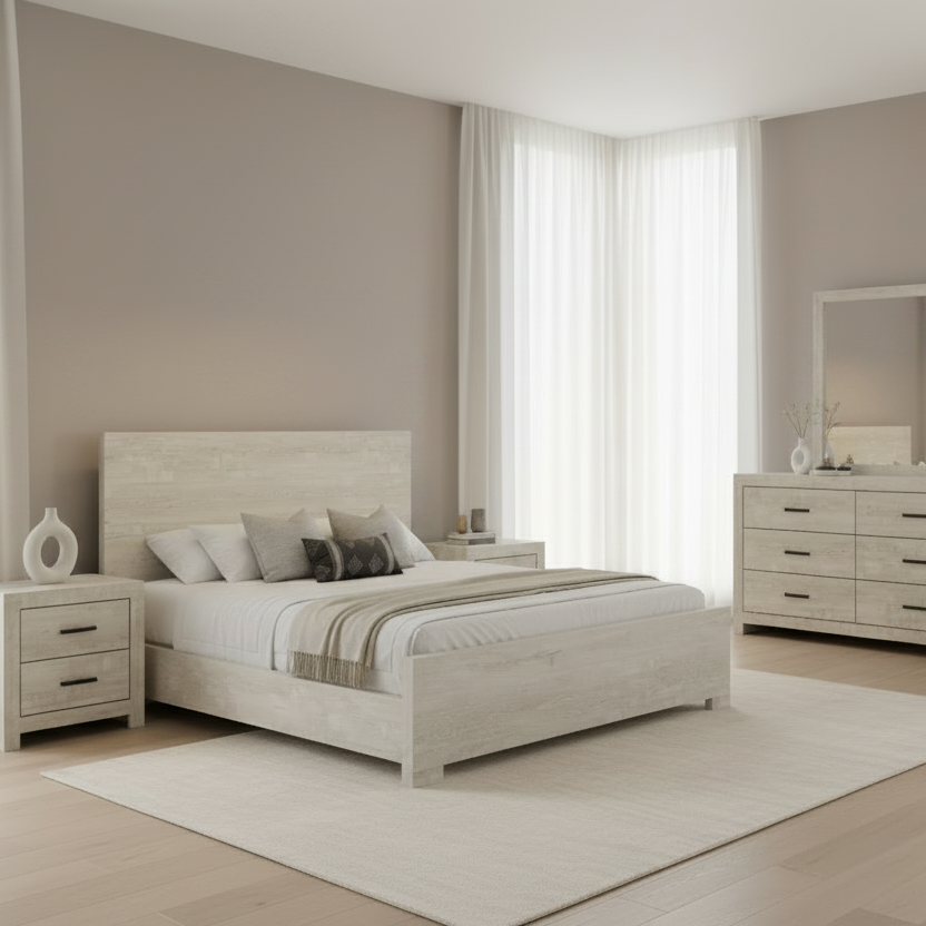 Bedroom Set - Complete Set / Bleached Oak Finish