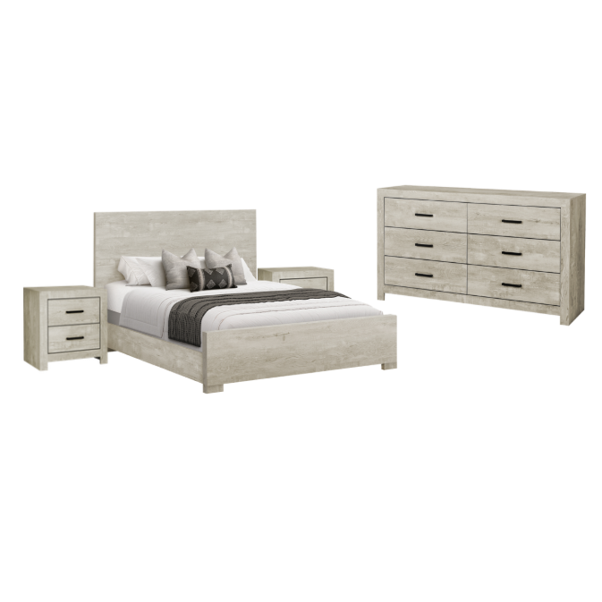 Bedroom Set - Bedroom Essentials / Bleached Oak Finish
