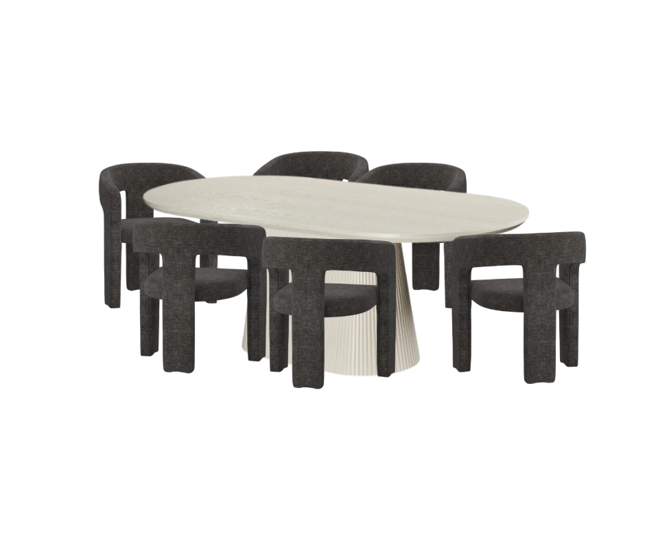 Tovas x Amara Dining Set — Charcoal Chairs