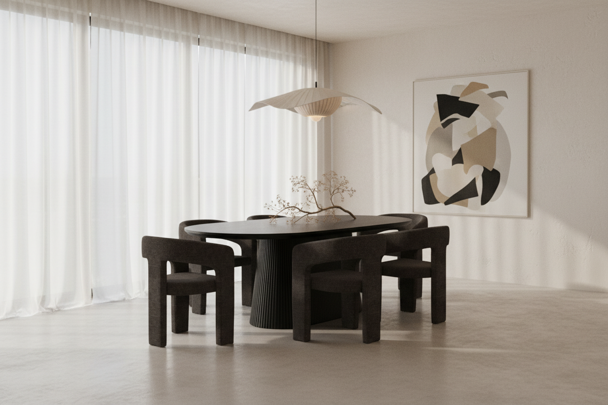 Tovas x Amara Dining Set — Charcoal Chairs