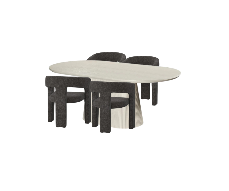 Tovas x Amara Dining Set — Charcoal Chairs