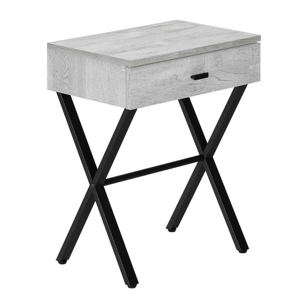 24" Accent Table, Reclaimed Wood Top with Black Metal Frame