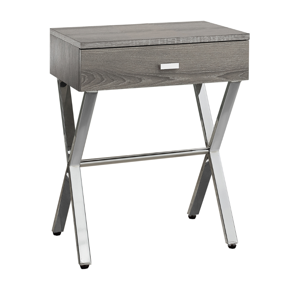 24" Accent Table, Reclaimed Wood Top with Black Metal Frame