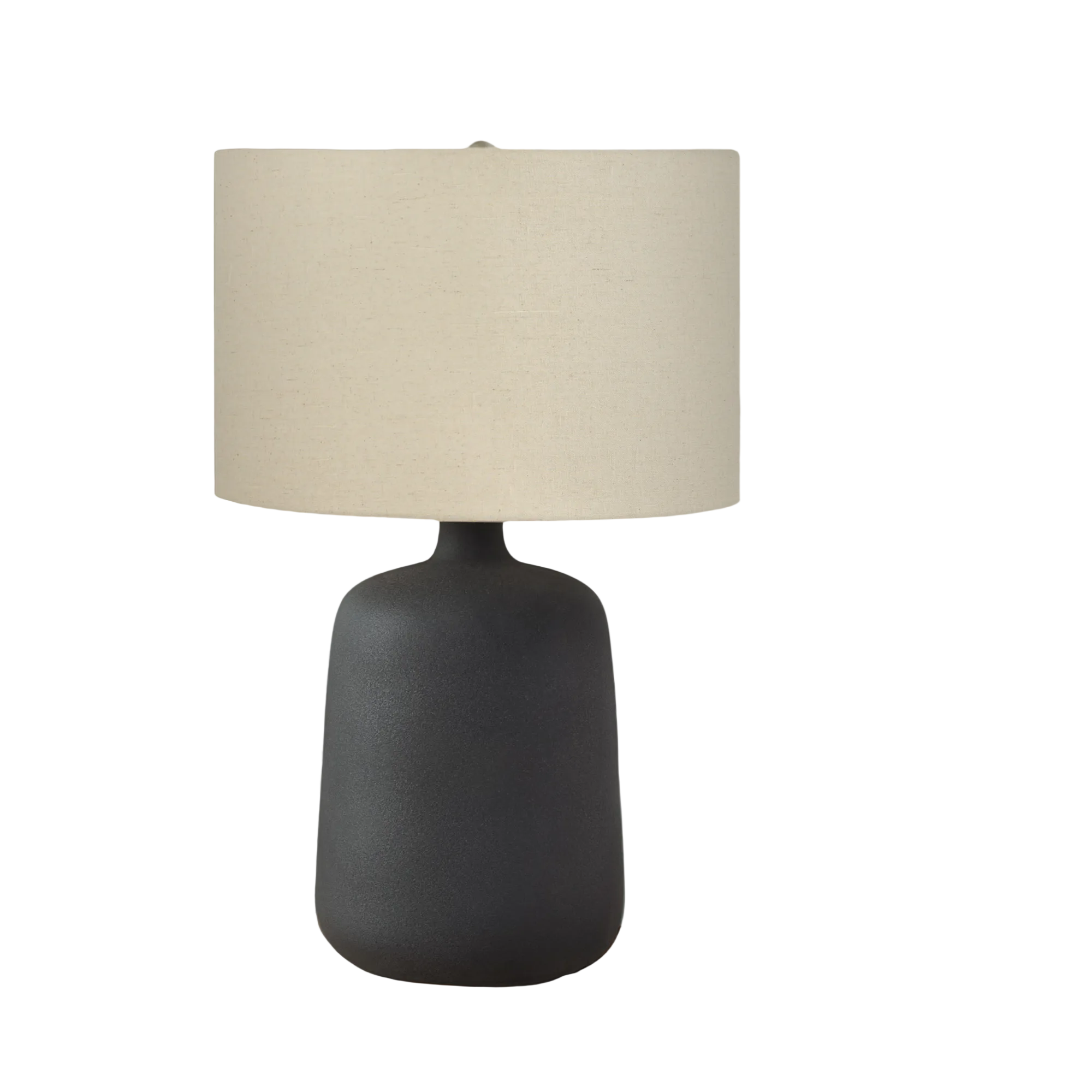 ÉCLAIRAGE - LAMPE DE TABLE 24"H EN CÉRAMIQUE NOIRE ABAT-JOUR BEIGE