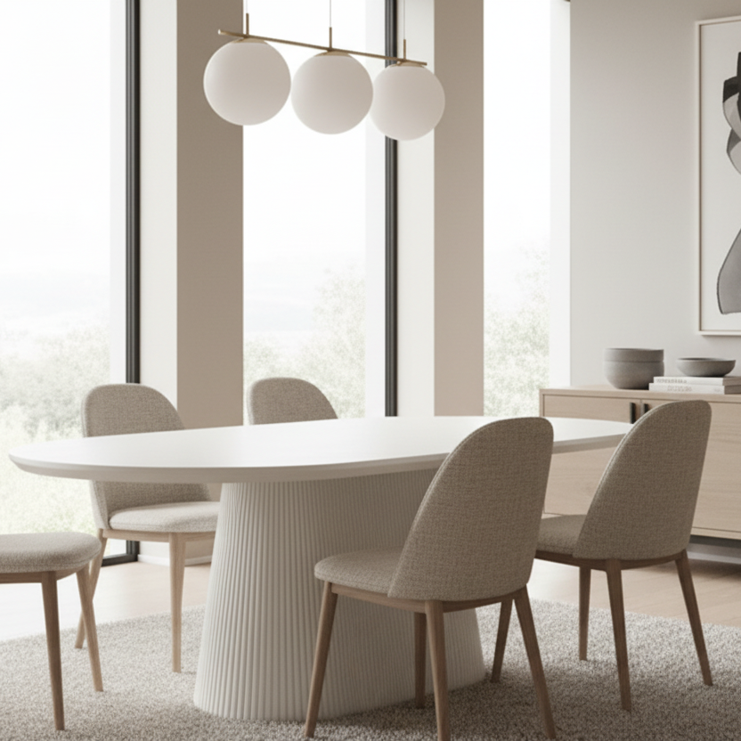 Tovas Oval Dining Table in Ivory