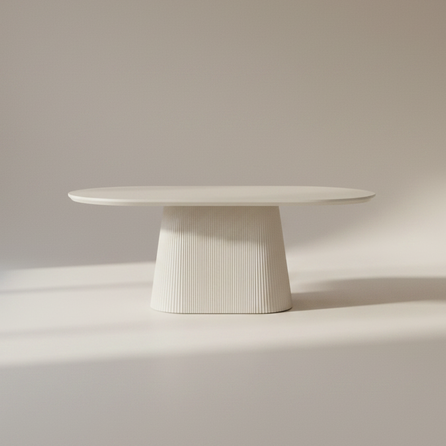 Tovas Oval Dining Table in Ivory