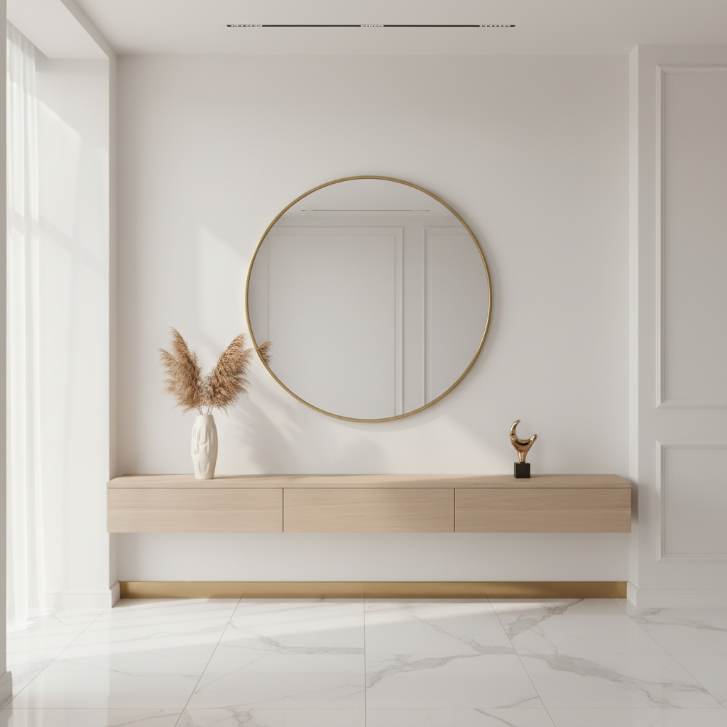 Georgia Round Wall Mirror: Gold Frame