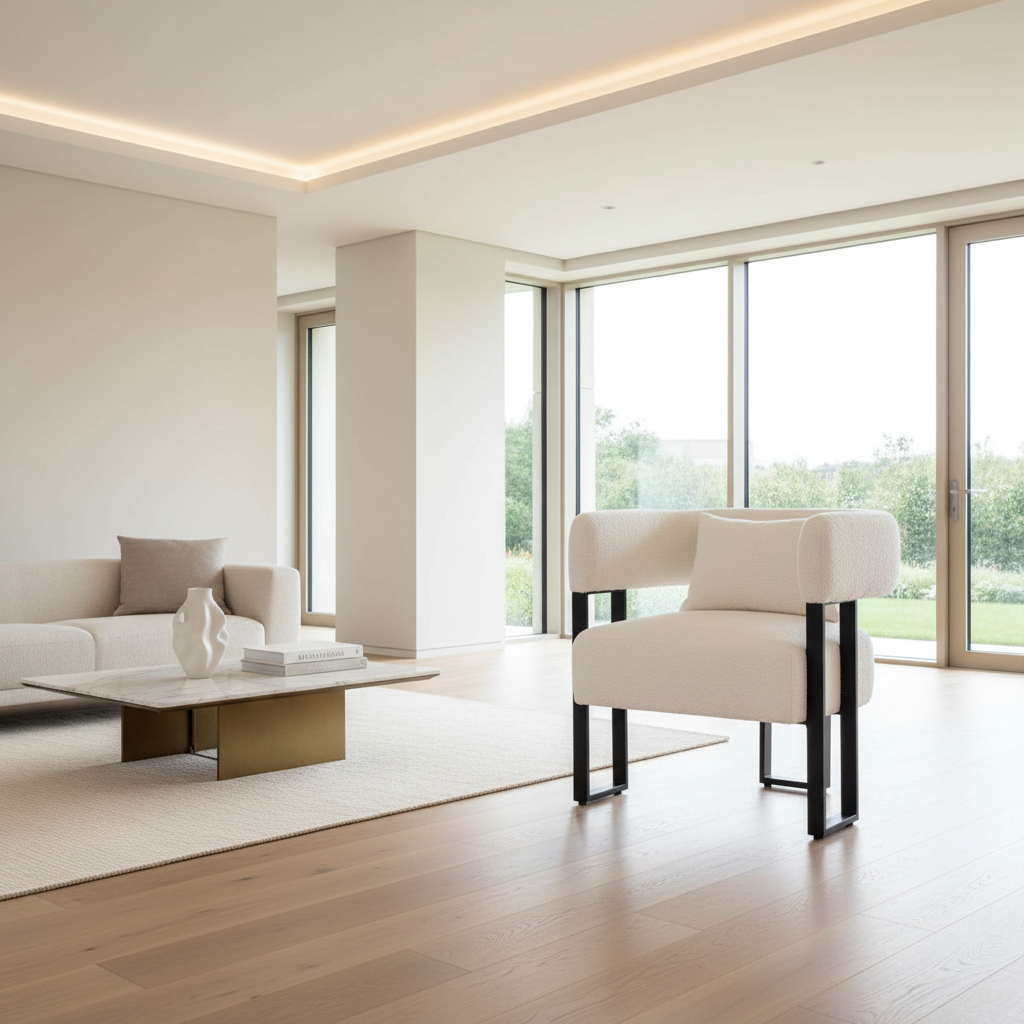 Fauteuil d'appoint Scarlet en boucle ivoire et noir