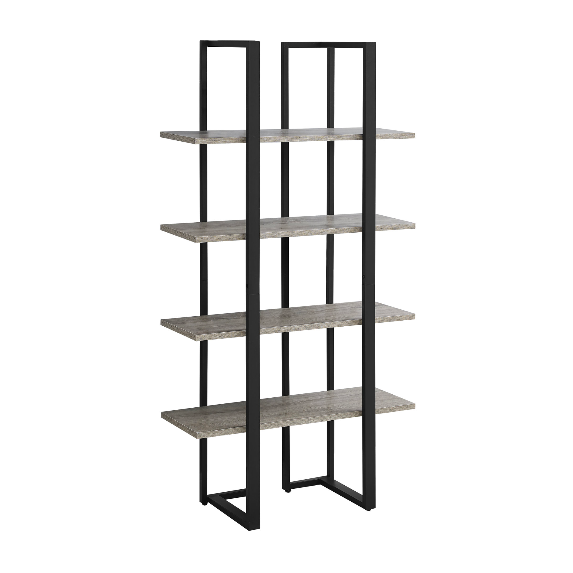 BOOKCASE - 60"H / DARK TAUPE / BLACK METAL