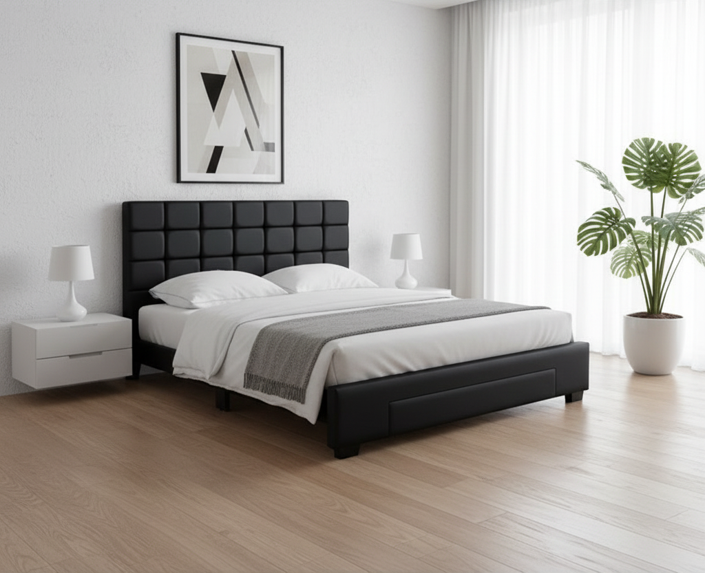 IF-5490 Black PU Double Bed