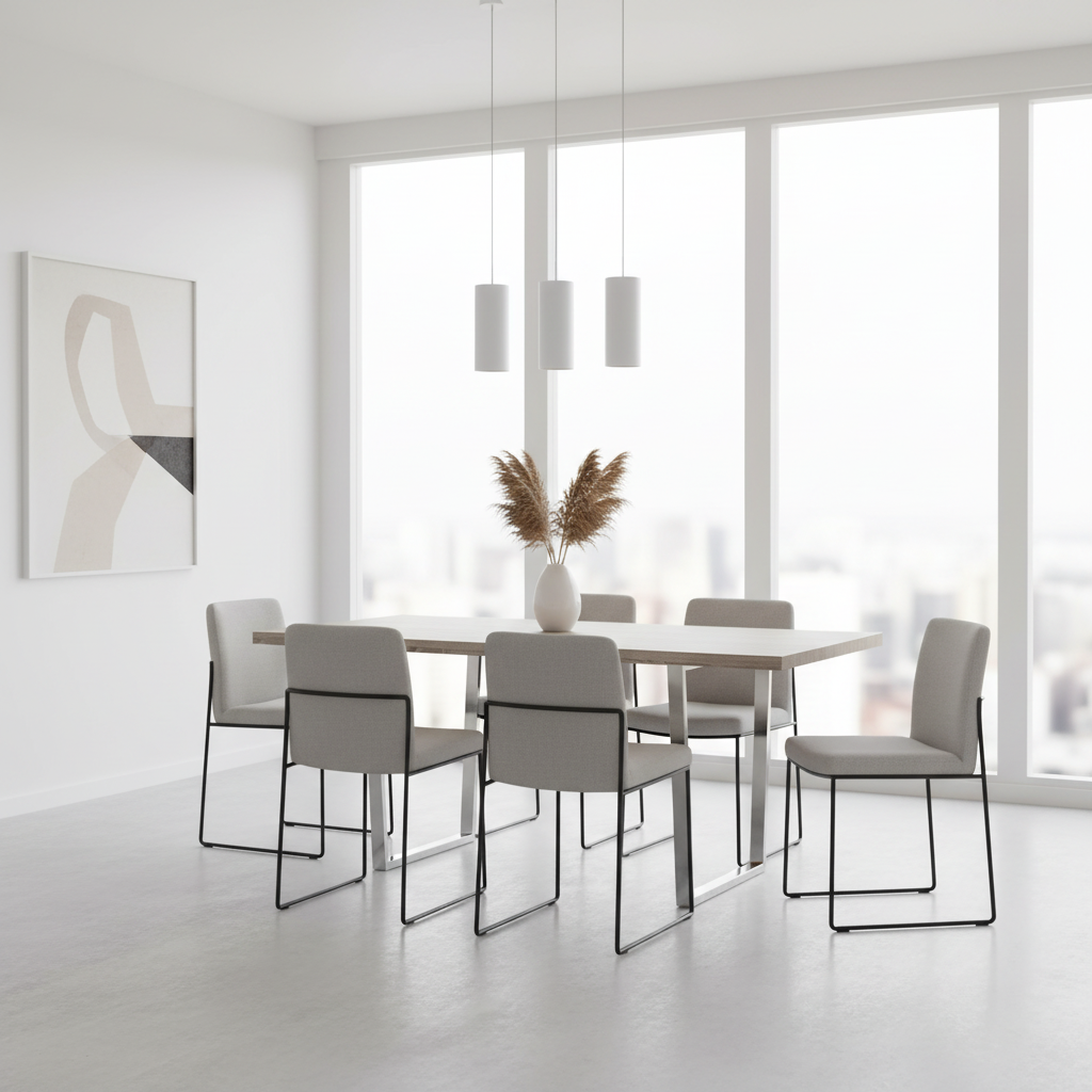 DINING TABLE - 36"X 60" / DARK TAUPE / CHROME METAL