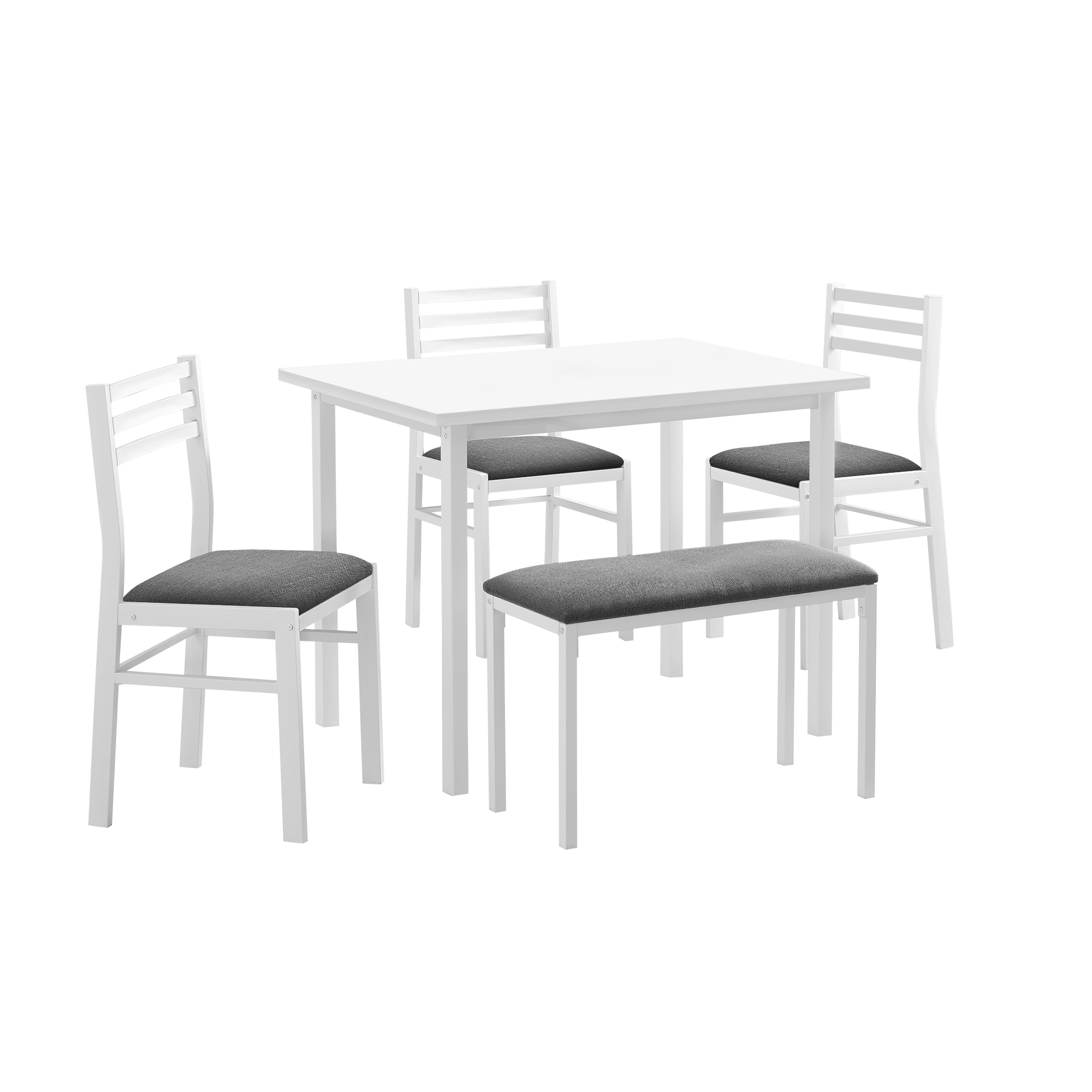 DINING SET - 5PCS SET / WHITE TOP / WHITE METAL
