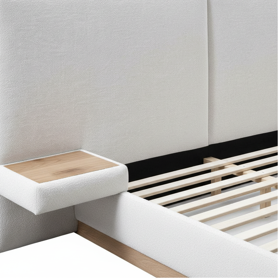 IF-5927 | Modern Upholstered Platform Bed with Floating Nightstands