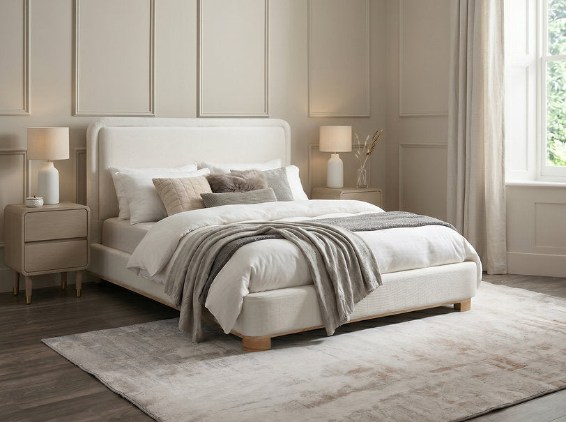 IF-5910 | Modern Upholstered Platform Bed | Creme/Beige