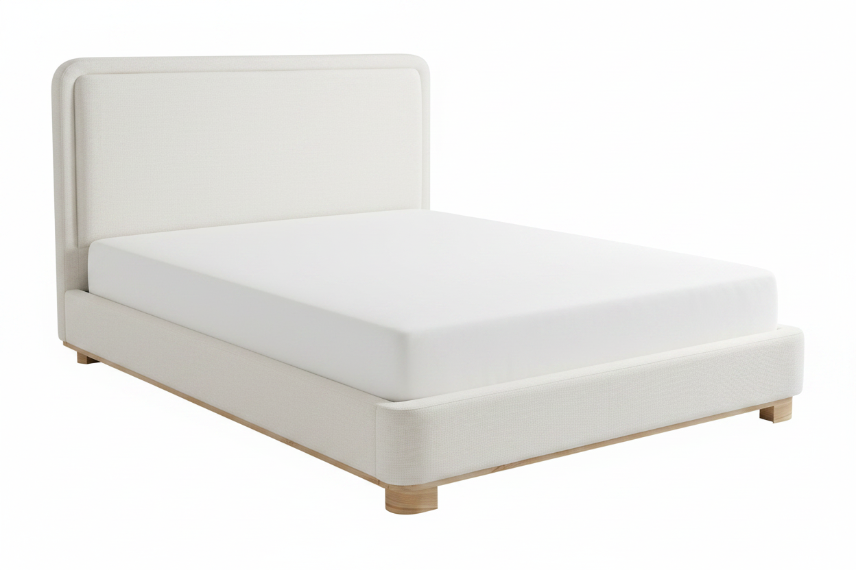 IF-5910 | Modern Upholstered Platform Bed | Creme/Beige