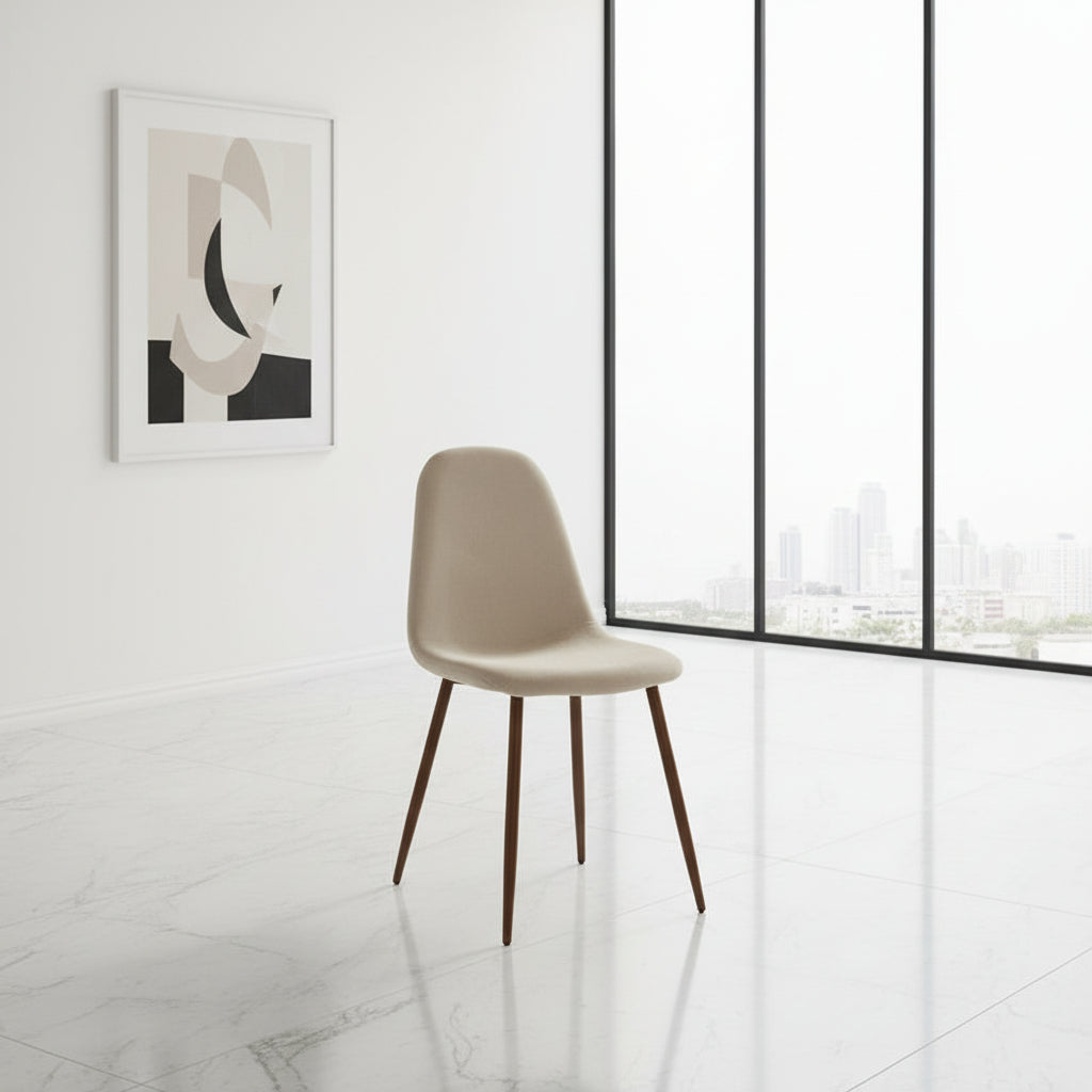 Lyna Dining Chair, Set of 4 in Beige and Walnut
