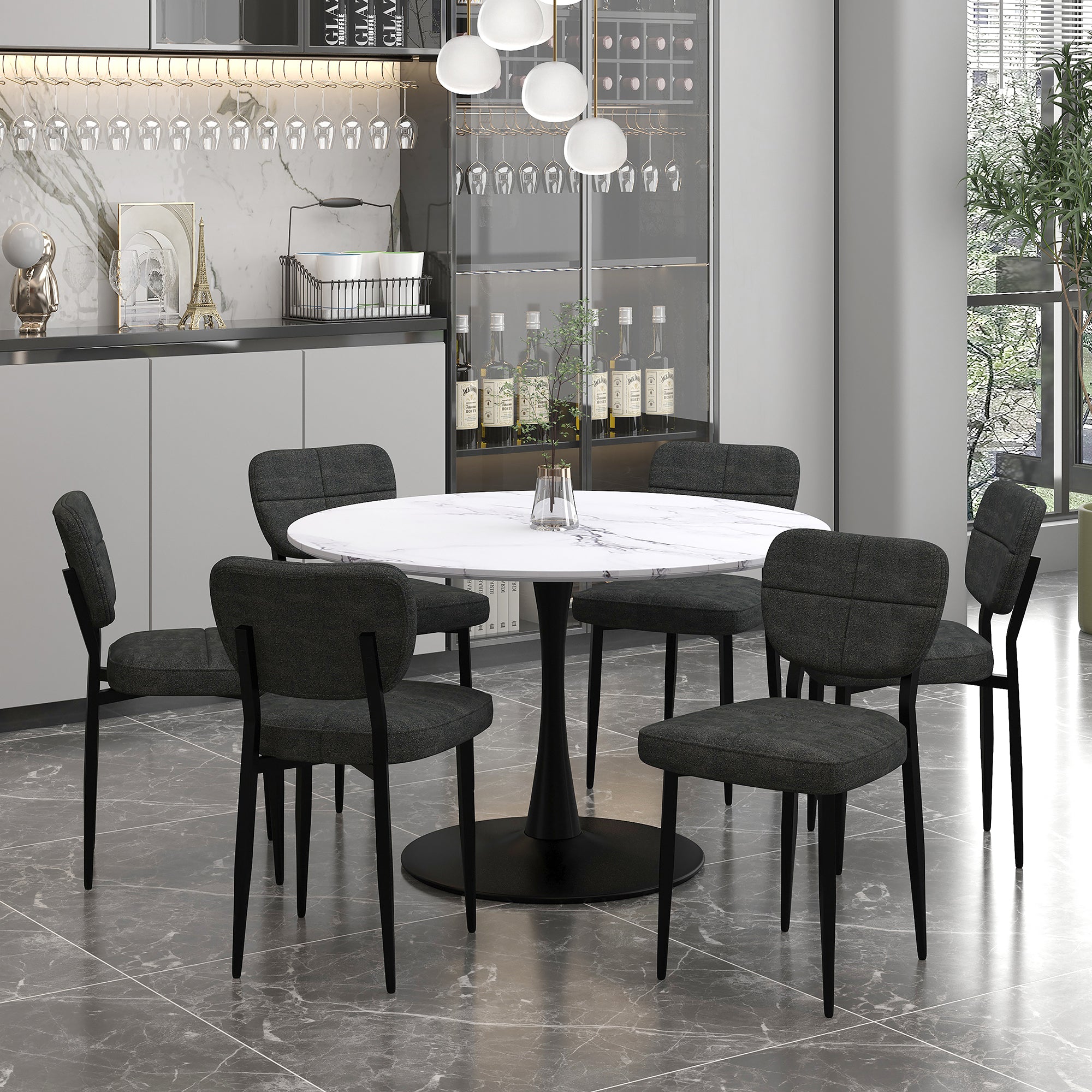 Zilo Large Bk Zeke Ch-7Pc Dining Set
