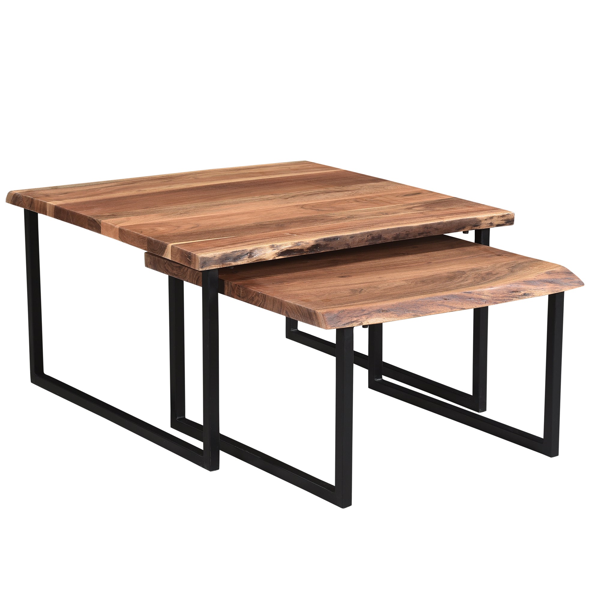 Ensemble de 2 tables basses Jivin en naturel et noir
