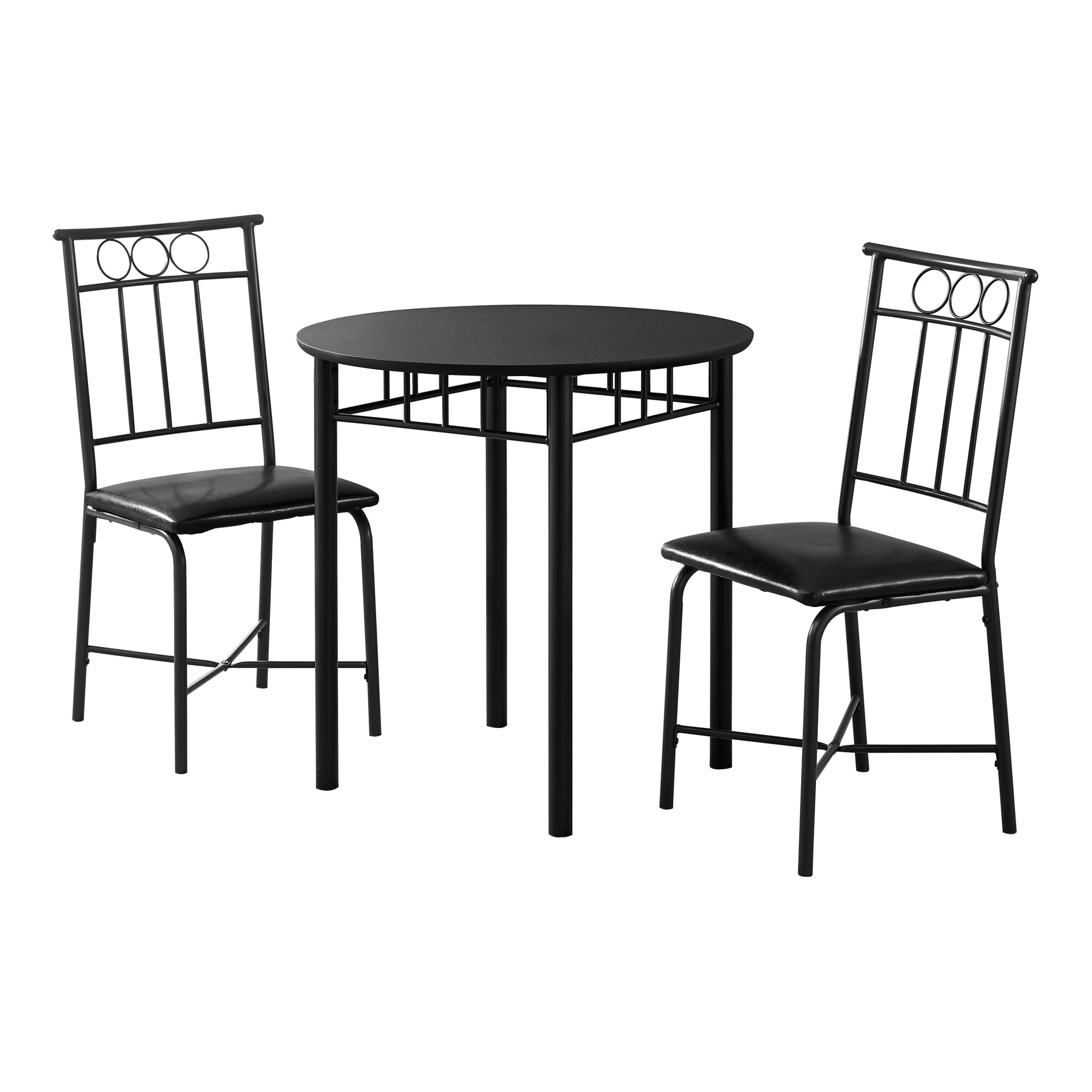 DINING SET - 3PCS SET / BLACK METAL AND TOP