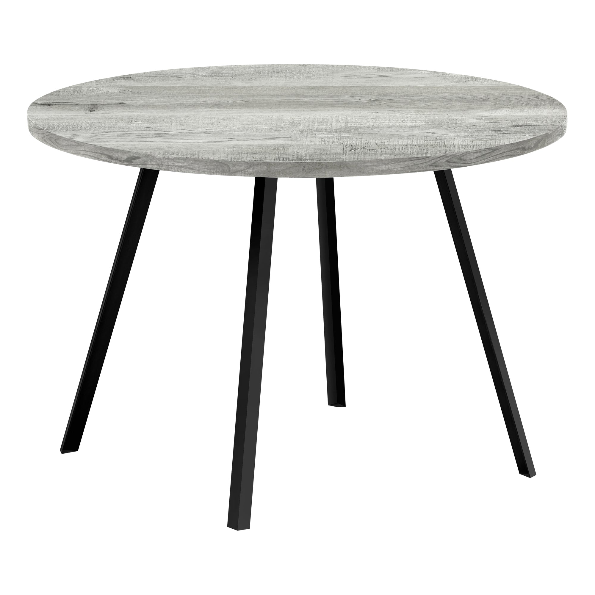 TABLE À MANGER - 48" DE DIAMÈTRE / BOIS RÉCUPÉRÉ GRIS / MÉTAL NOIR