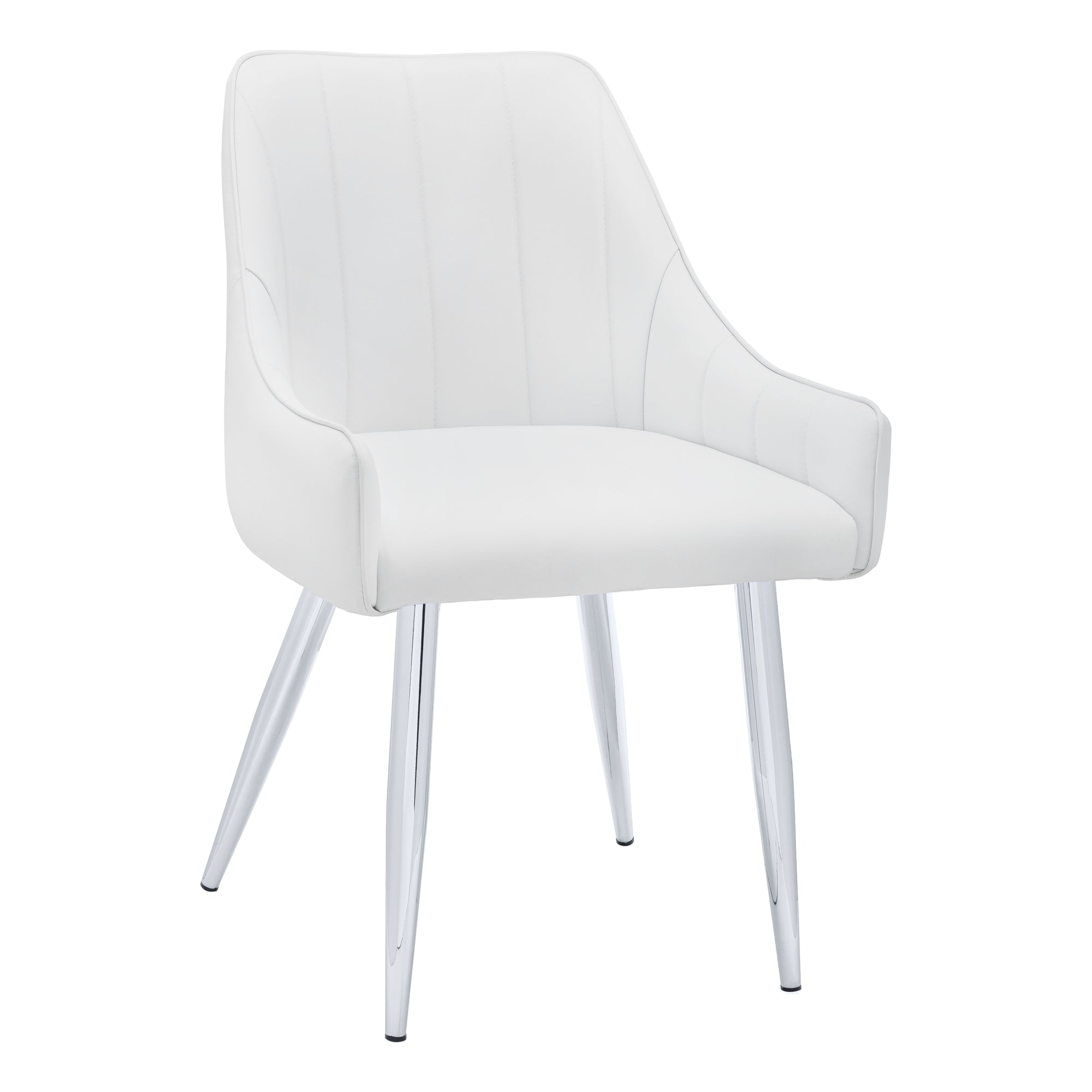 DINING CHAIR - 2PCS / 33"H / WHITE LEATHER-LOOK / CHROME