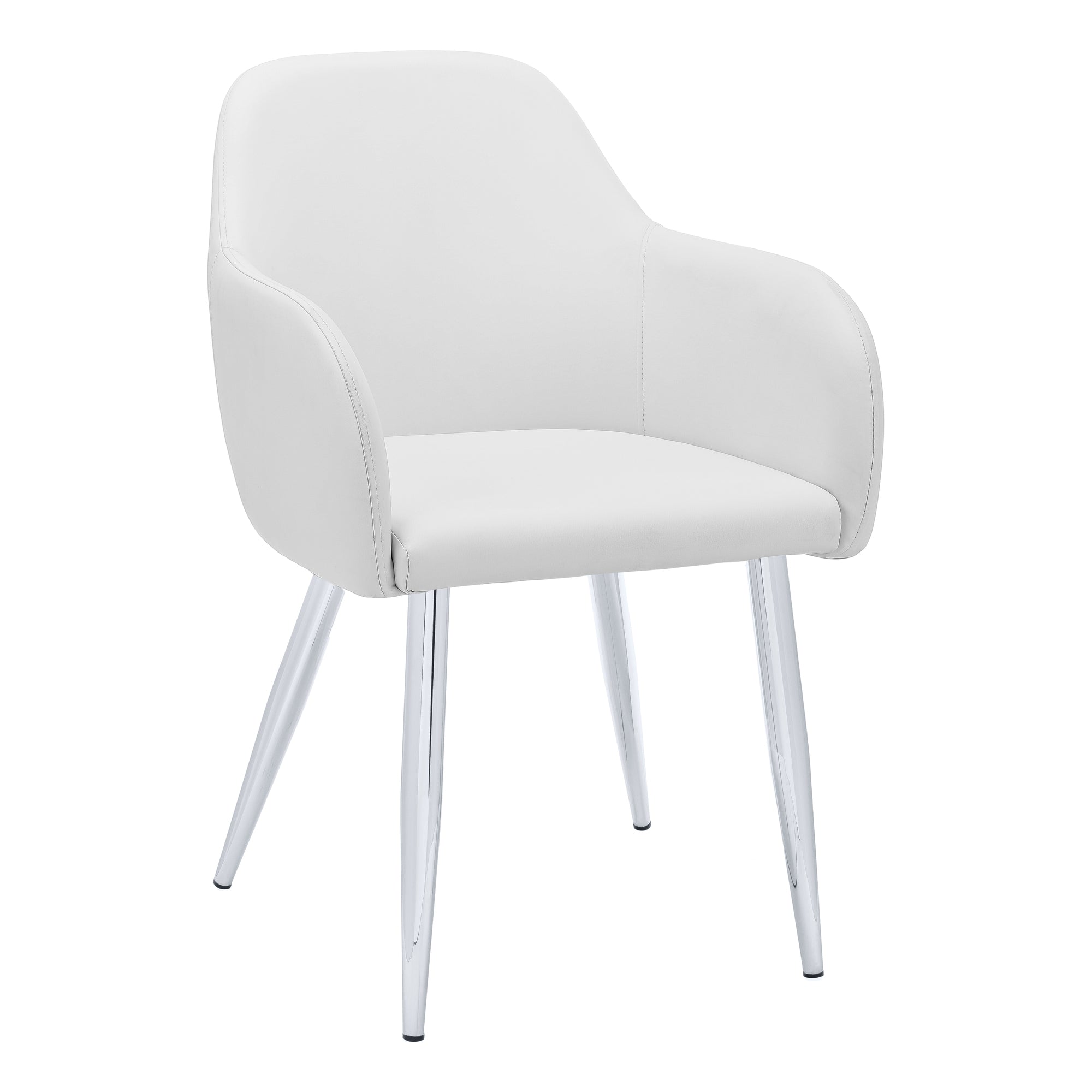 DINING CHAIR - 2PCS / 33"H / WHITE LEATHER-LOOK / CHROME
