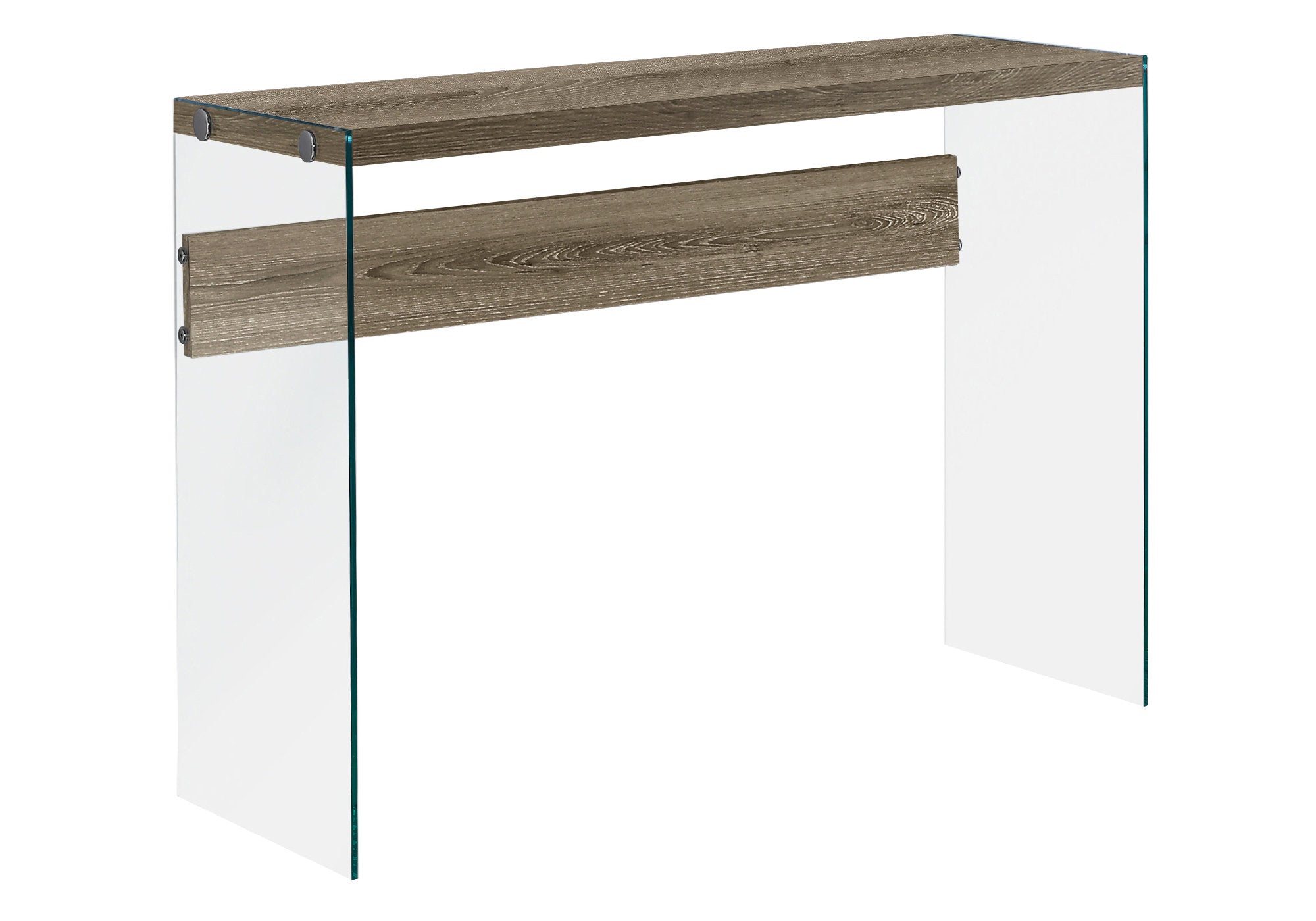 TABLE D'APPOINT - 44"L / TAUPE FONCÉ / VERRE TREMPÉ