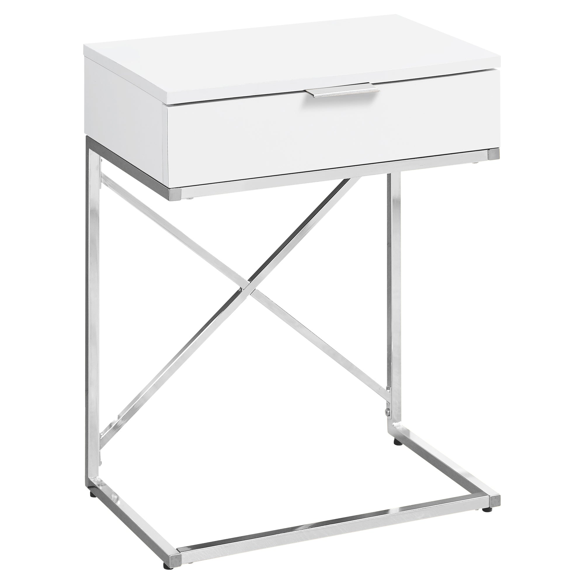 ACCENT TABLE - 24"H / GLOSSY WHITE / CHROME METAL