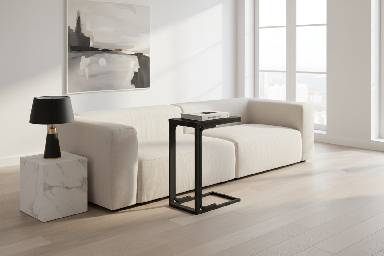 TABLE D'APPOINT - 25"H / NOIR / MÉTAL NOIR