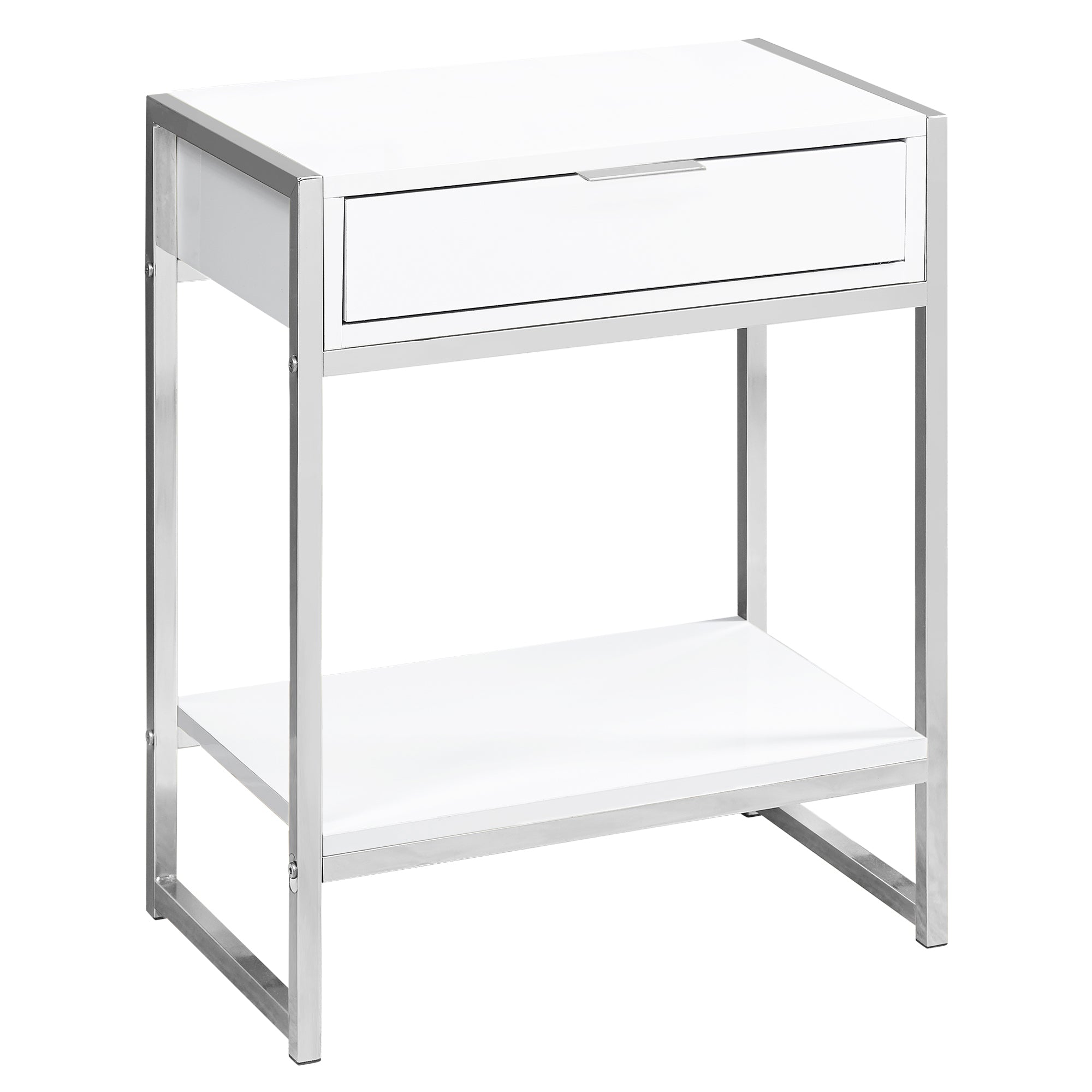 ACCENT TABLE - 24"H / GLOSSY WHITE / CHROME METAL