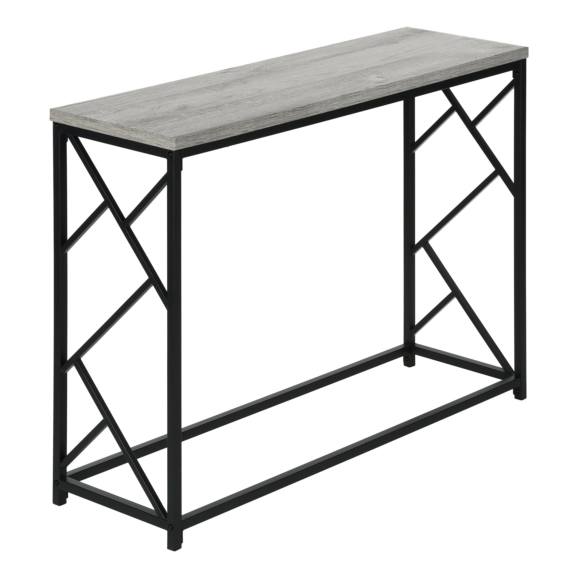 TABLE D'APPOINT - 44"L / CONSOLE D'ENTRÉE EN MÉTAL GRIS / NOIR