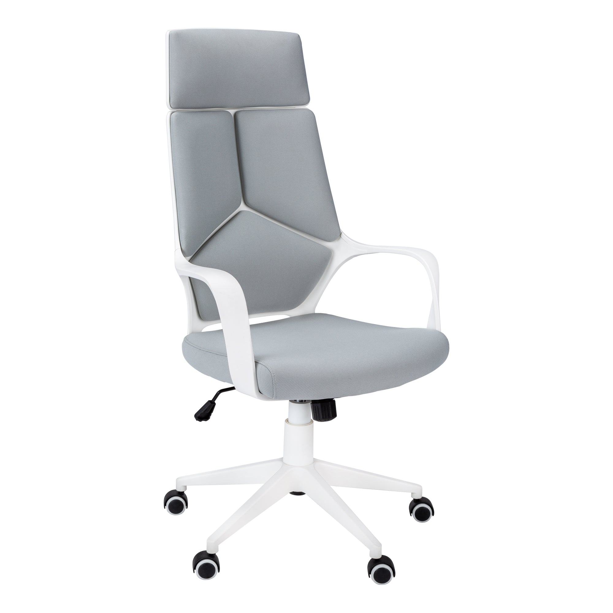 CHAISE DE BUREAU - TISSU BLANC / GRIS / DOSSIER HAUT EXECUTIVE