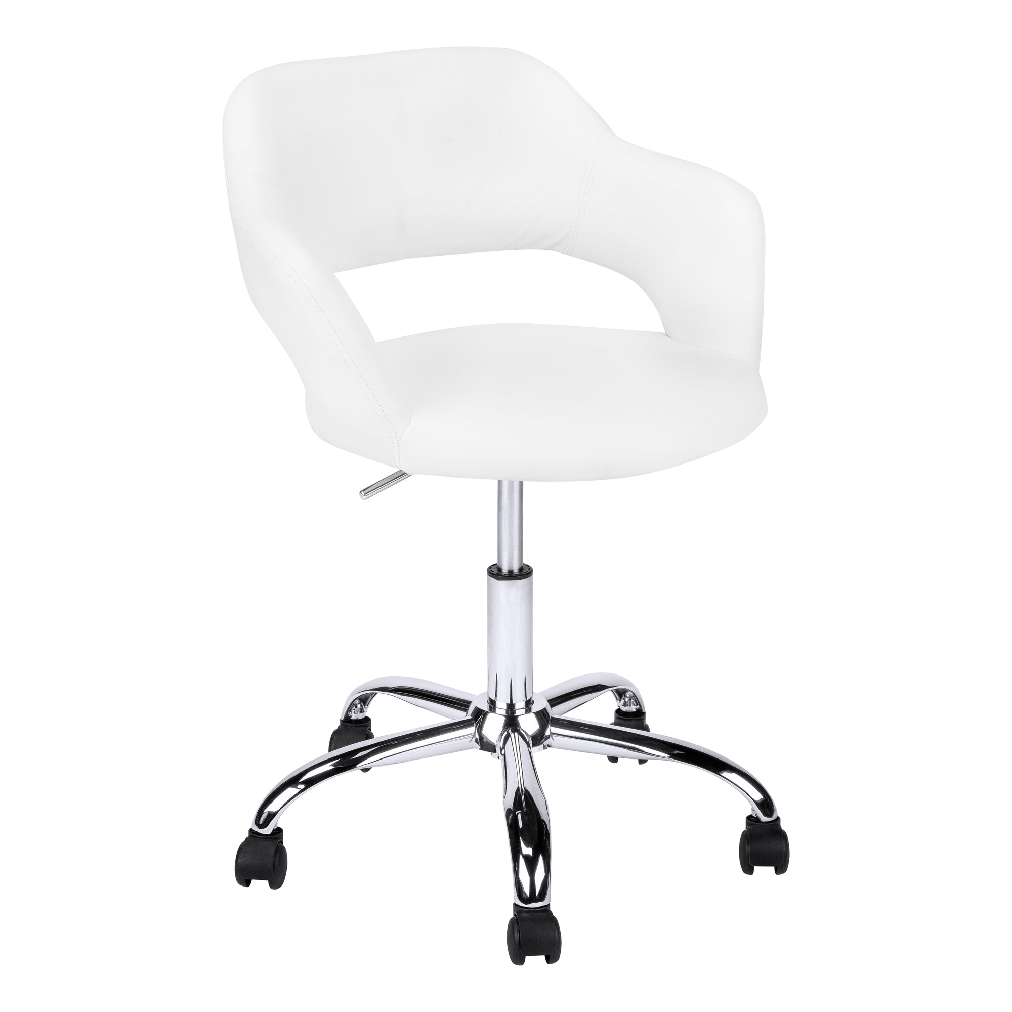 OFFICE CHAIR - WHITE / CHROME METAL HYDRAULIC LIFT BASE