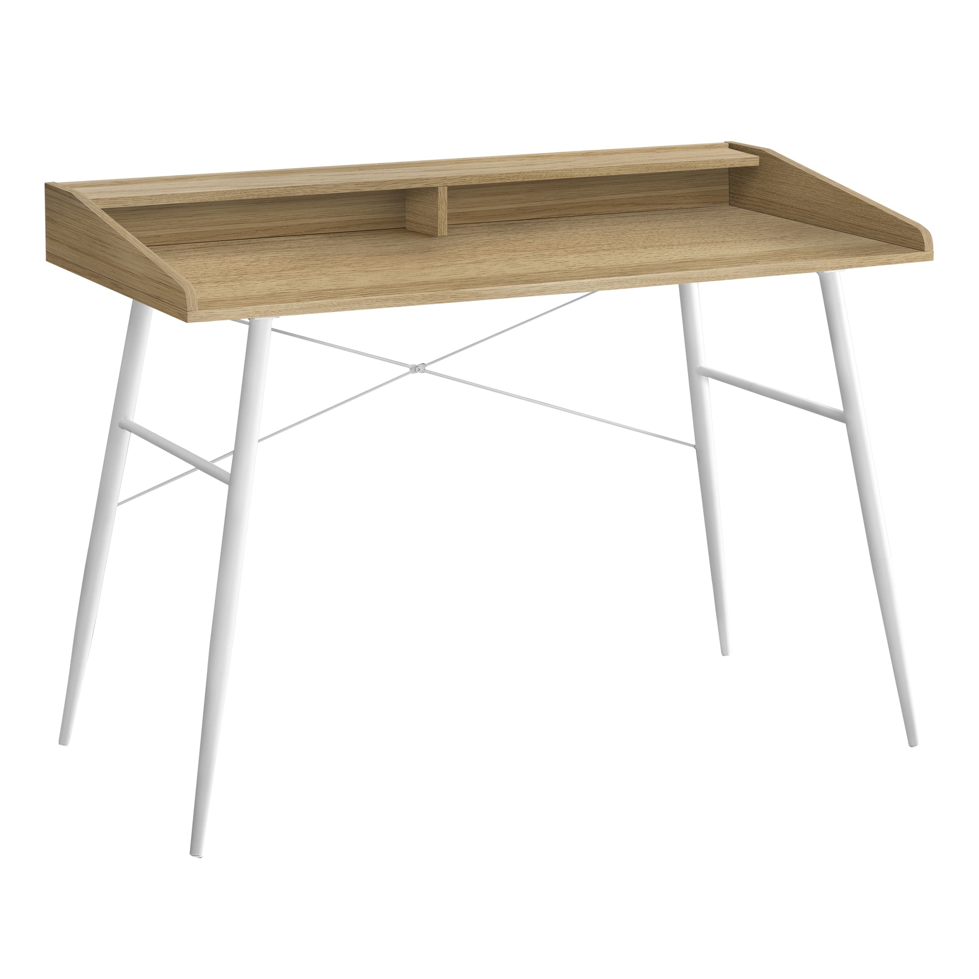 BUREAU D'ORDINATEUR - 48"L / NATUREL / MÉTAL BLANC
