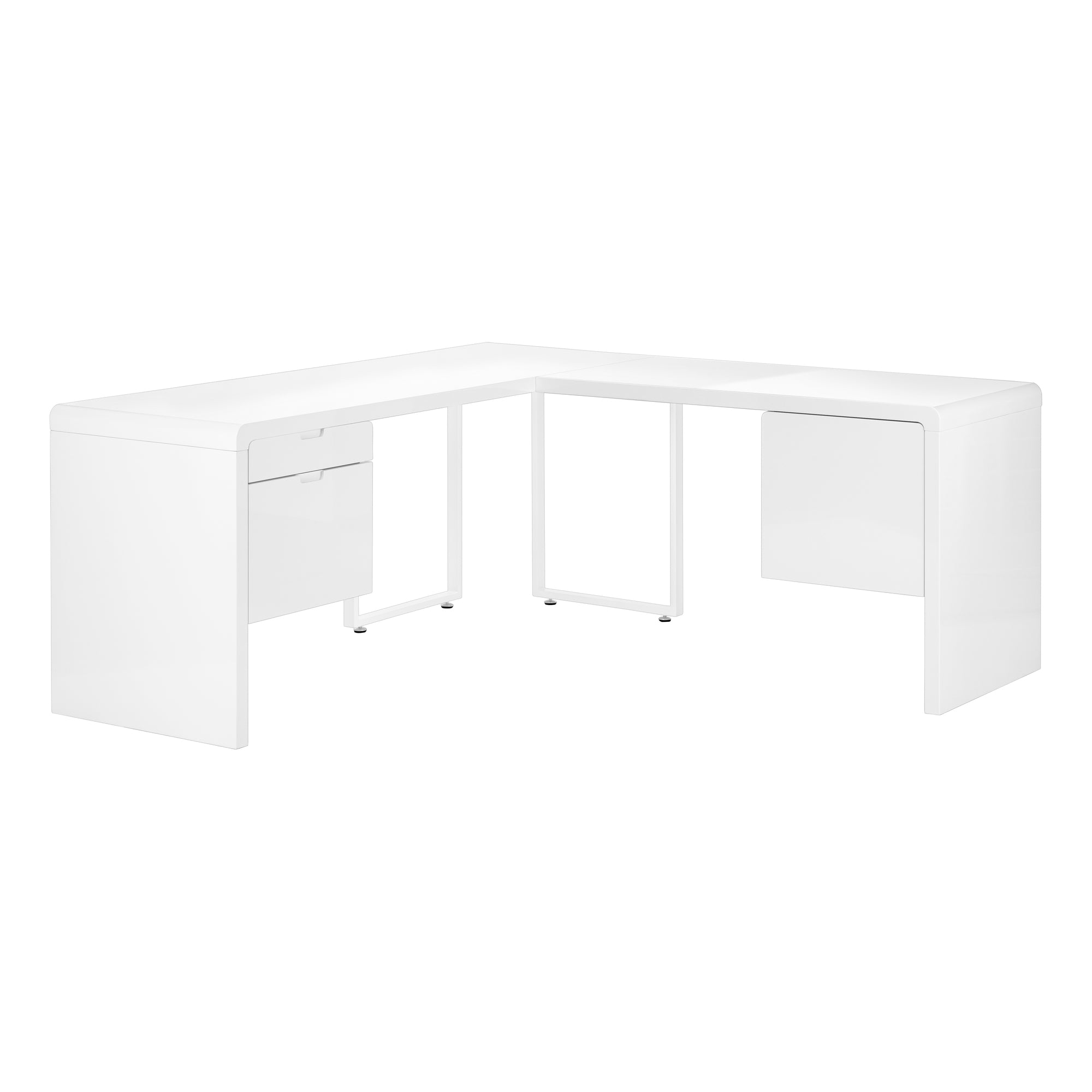 BUREAU D'ORDINATEUR - 72" L / BLANC BRILLANT FACE GAUCHE/DROITE
